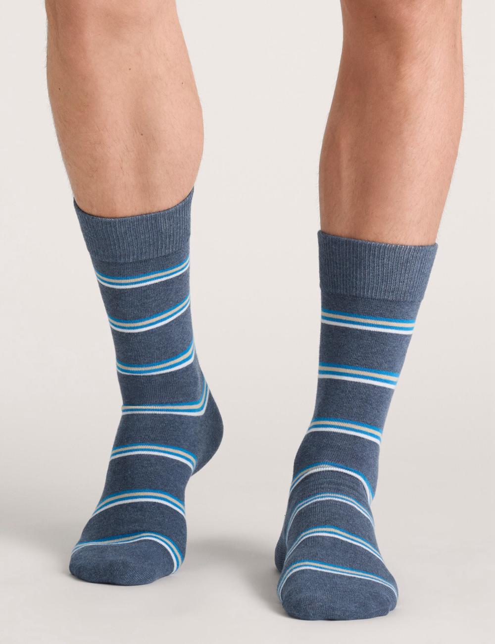 Men Ted Baker 3 Pack Geometric Stripe Crew Socks Medium Grey | RKPY23087