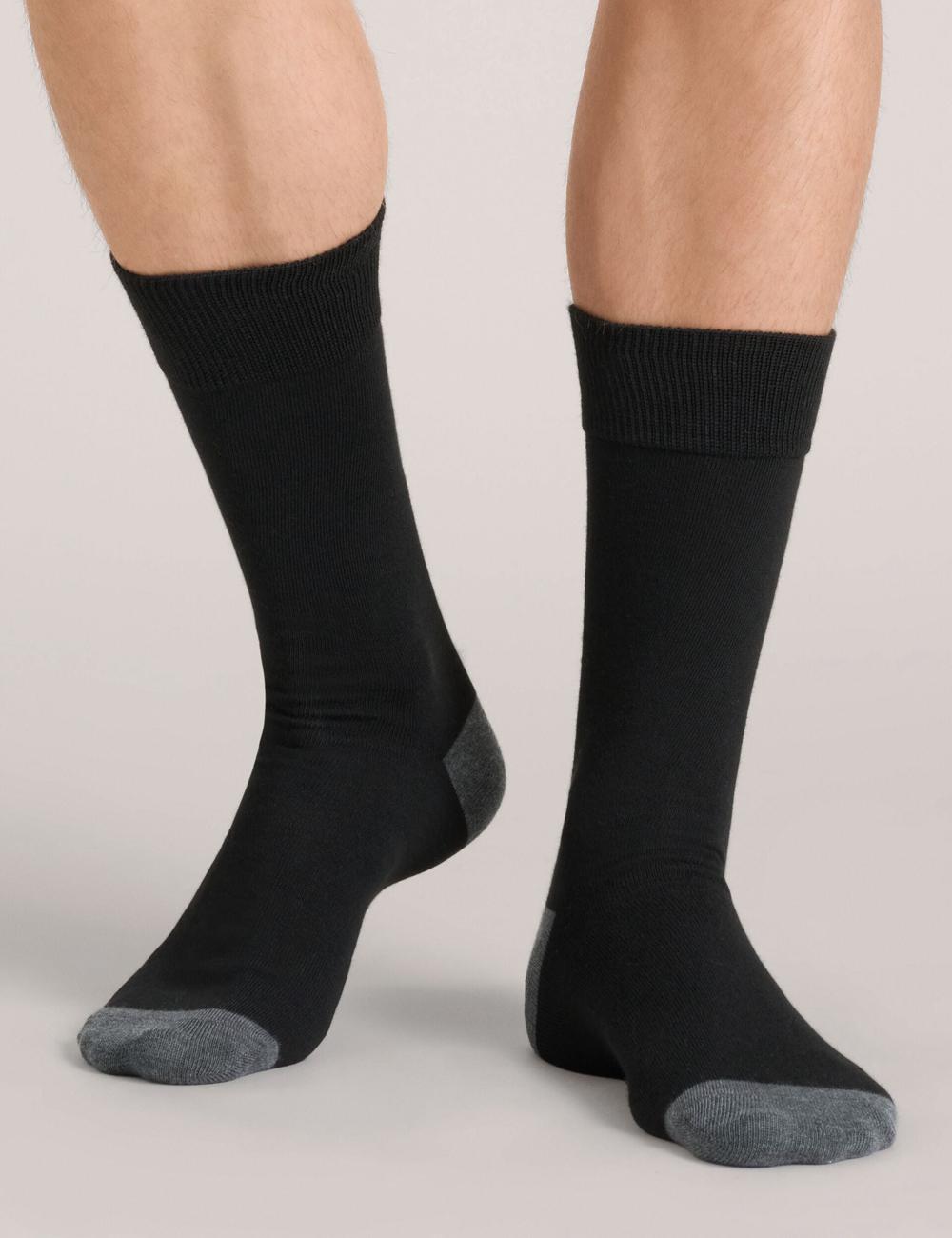 Men Ted Baker 6 Pack Contrast Heel Toe Crew Socks Black | LVQS91256