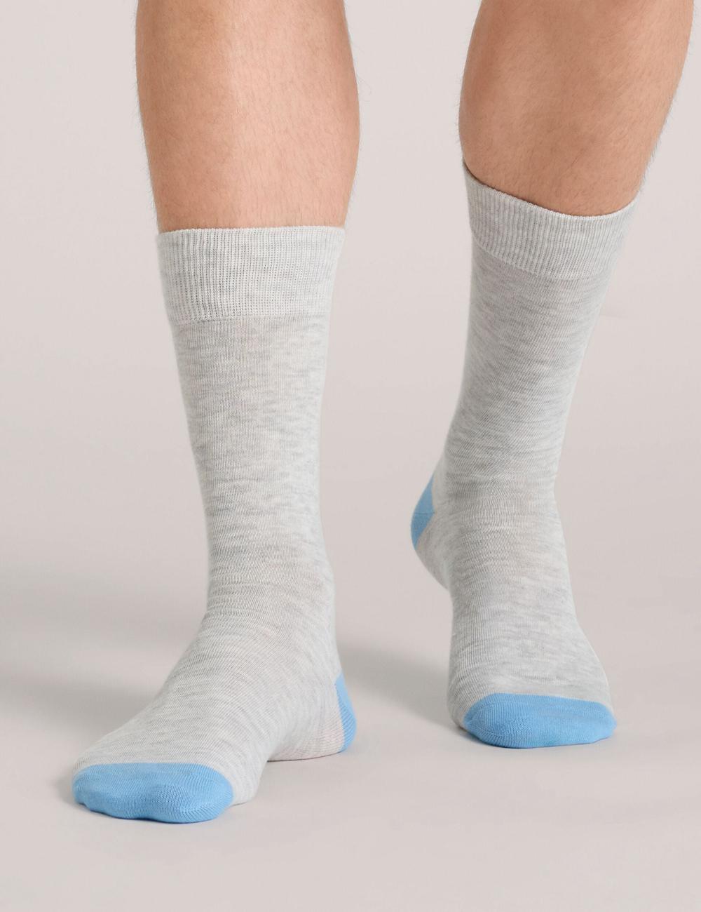 Men Ted Baker 6 Pack Contrast Heel Toe Crew Socks Black | LVQS91256