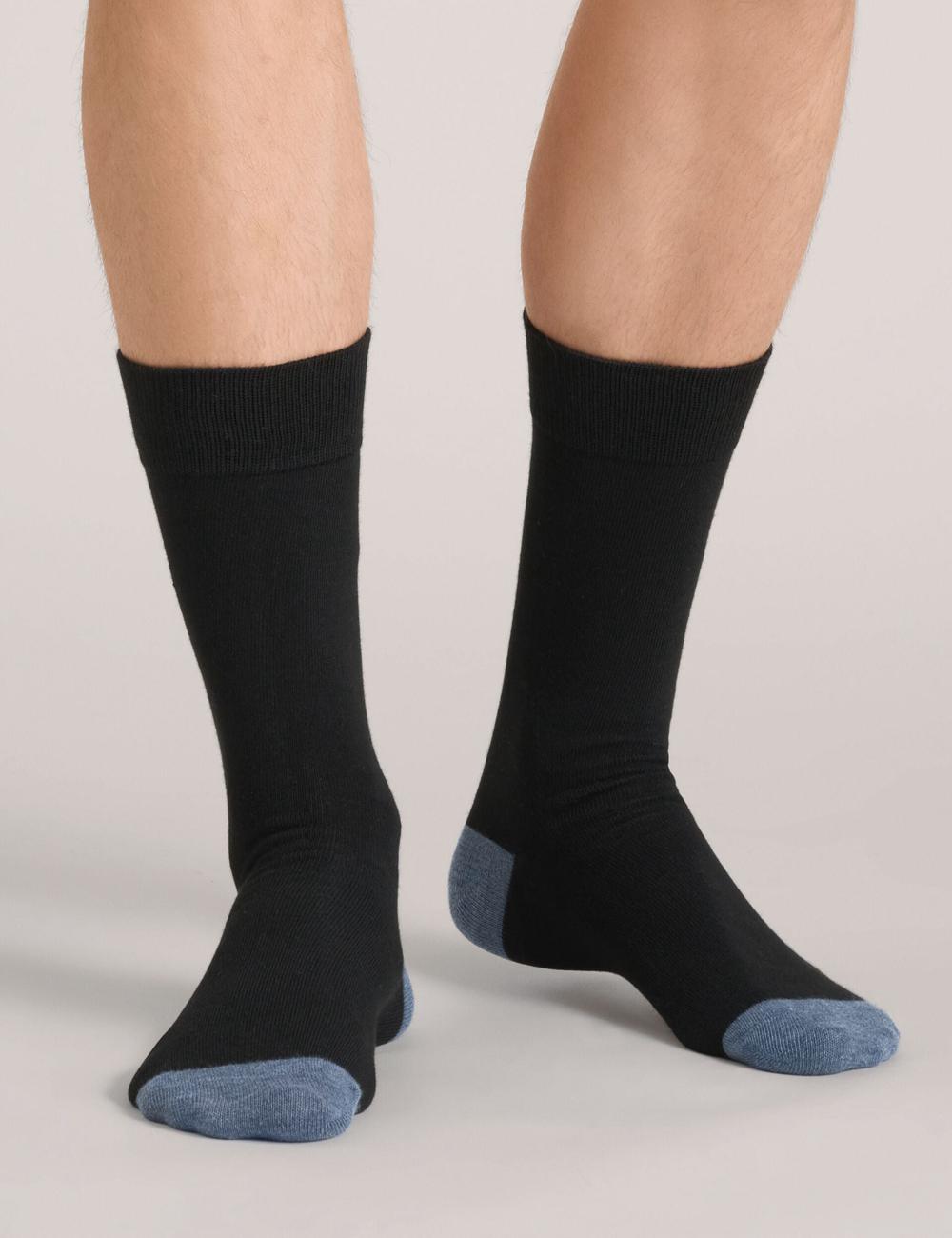 Men Ted Baker 6 Pack Contrast Heel Toe Crew Socks Black | LVQS91256