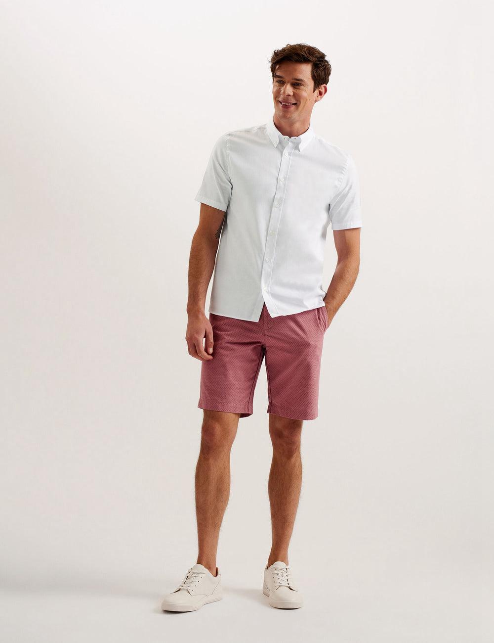 Men Ted Baker ALDGTE - Short Sleeve Cotton Oxford Casual Shirts White | FSYB67510