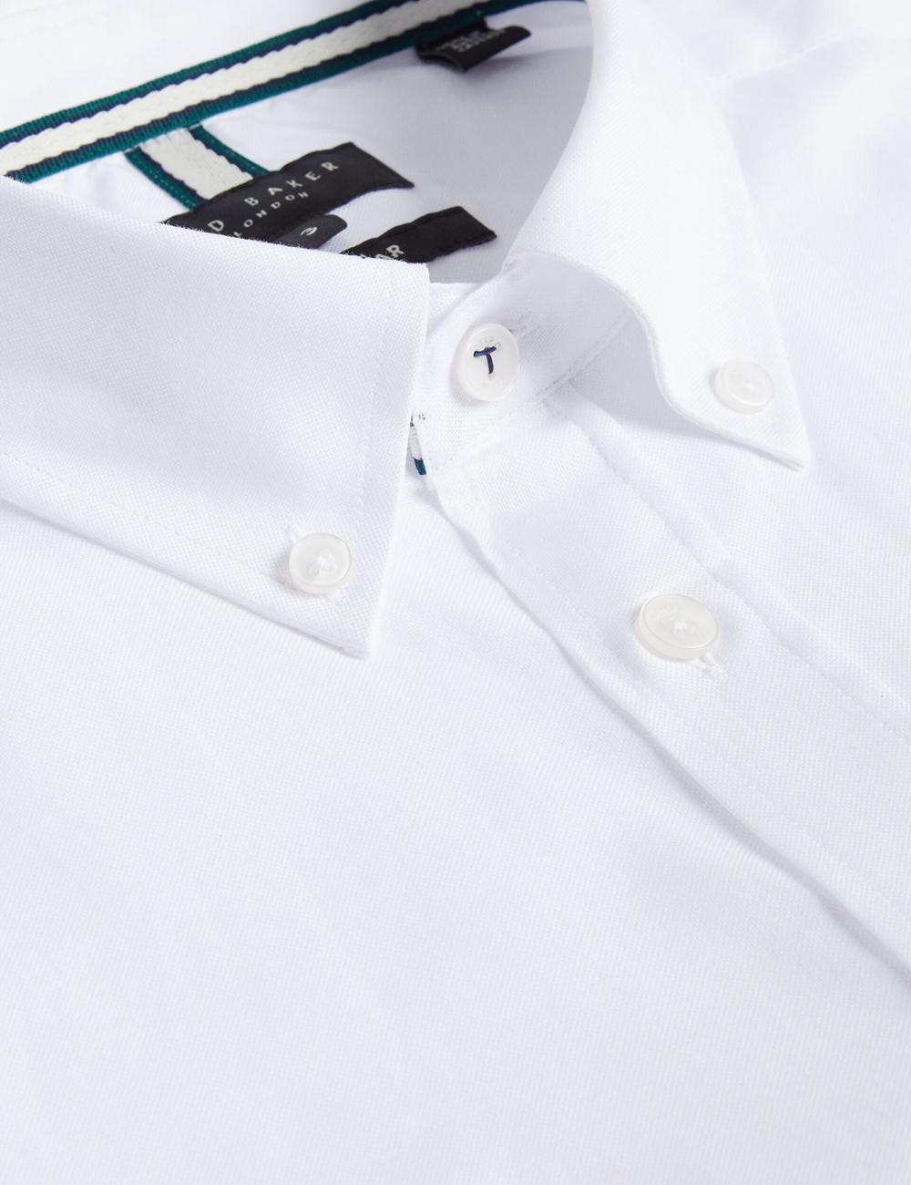 Men Ted Baker ALDGTE - Short Sleeve Cotton Oxford Casual Shirts White | FSYB67510