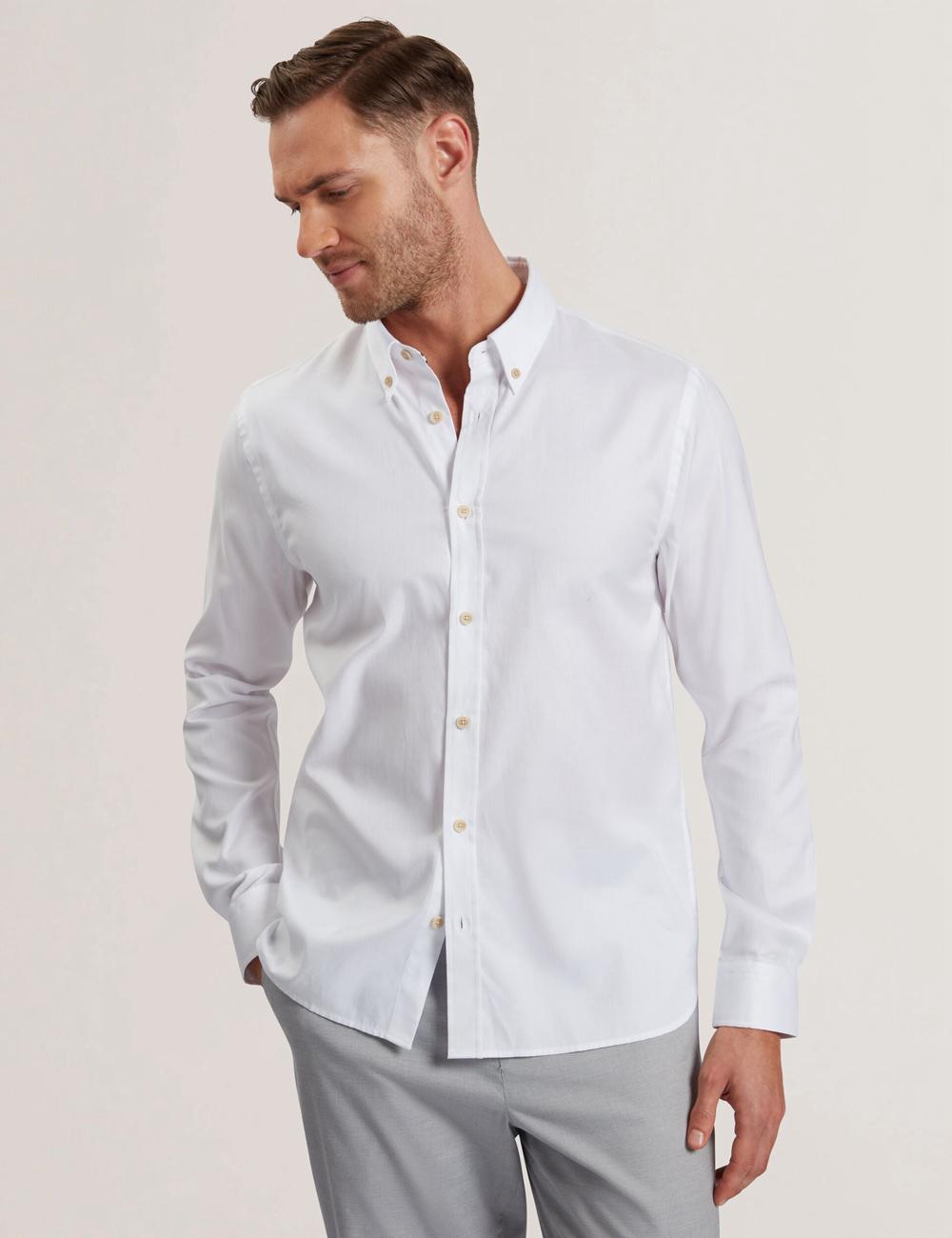 Men Ted Baker ALLARDO - Regular Fit Cotton Oxford Casual Shirts White | CHMJ15387