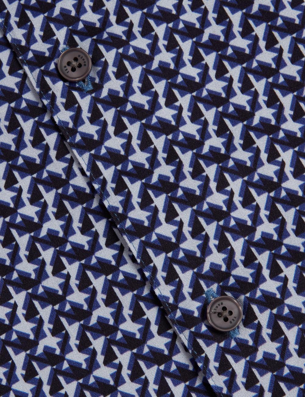 Men Ted Baker ALPHSO SS Regular Fit Geo Casual Shirts Navy | XFIA47306