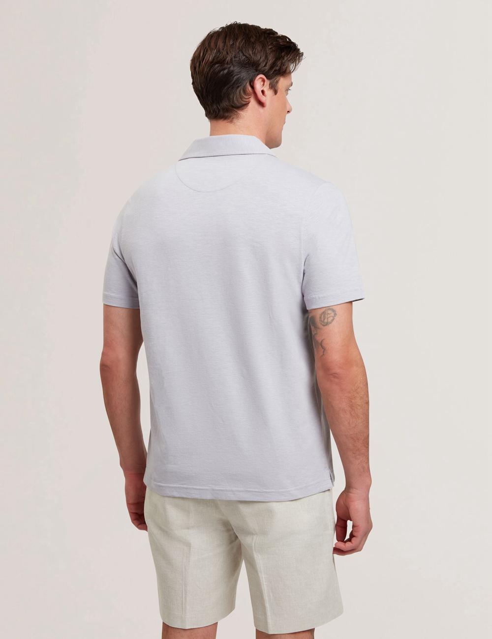 Men Ted Baker ANITO - Cotton Linen Open Neck Polos Shirts Purple | CBUK90682