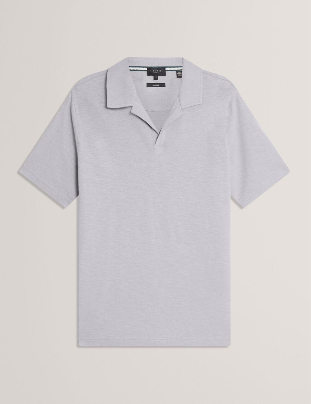 Men Ted Baker ANITO - Cotton Linen Open Neck Polos Shirts Purple | CBUK90682