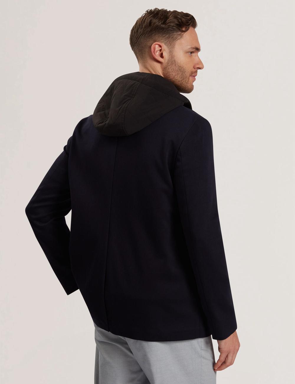 Men Ted Baker ASHB - Jersey Blazer With Zip-Up Hooded Liner Blazers Navy | UHBK16024