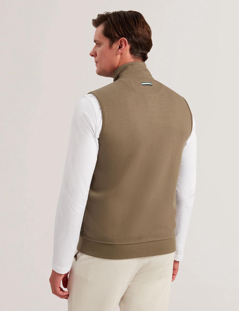 Men Ted Baker ATHO - Quilted Funnel Neck Zip-Up Gillets Olive | XNAZ93041