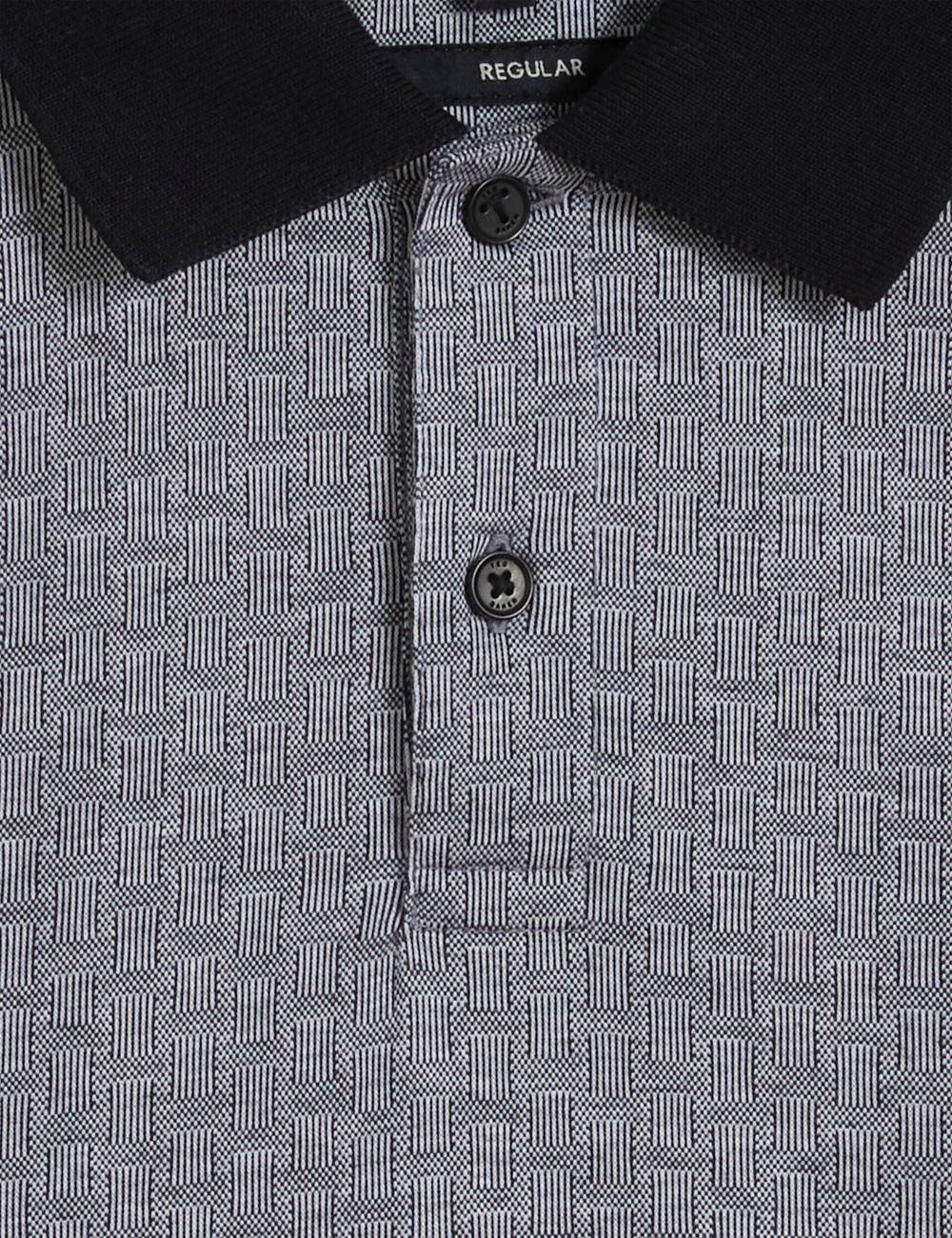 Men Ted Baker AUGUSO - Textured Jacquard Cotton Polos Shirts Navy | JLOA76584