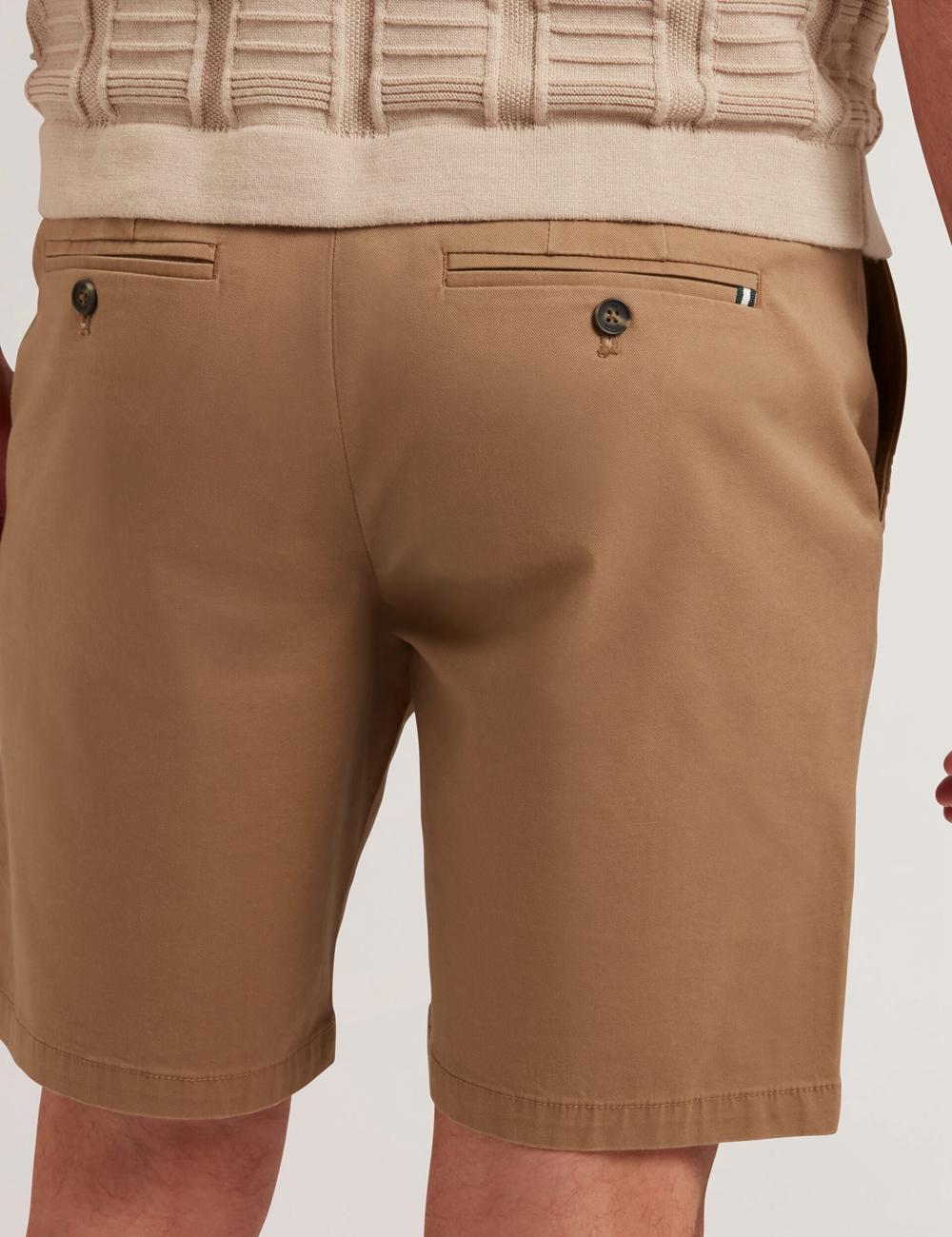 Men Ted Baker BARNHAM - Regular Fit Cotton Blend Chino Shorts Tan | KZLH26805