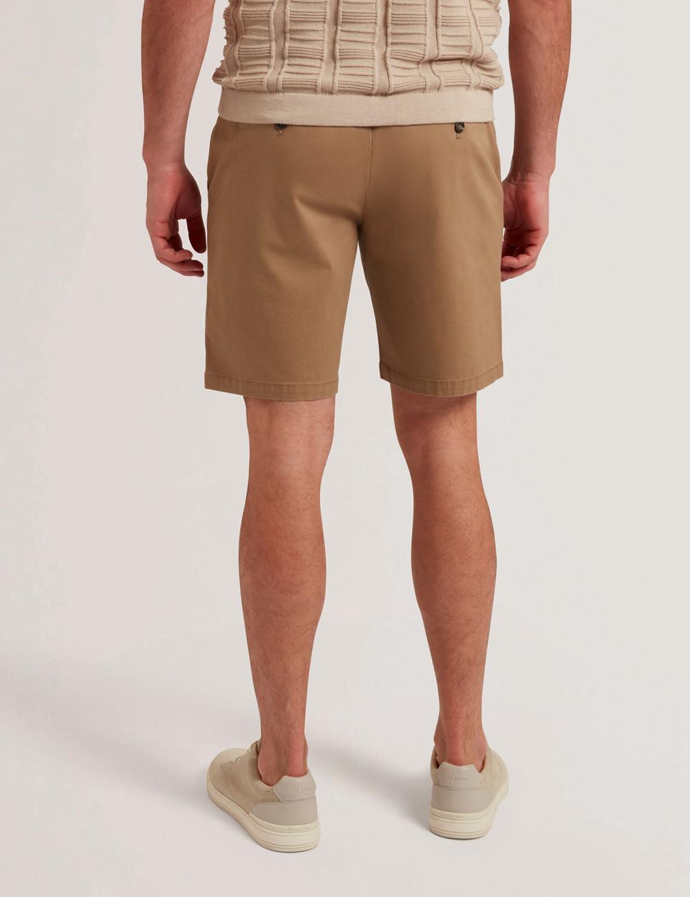 Men Ted Baker BARNHAM - Regular Fit Cotton Blend Chino Shorts Tan | KZLH26805
