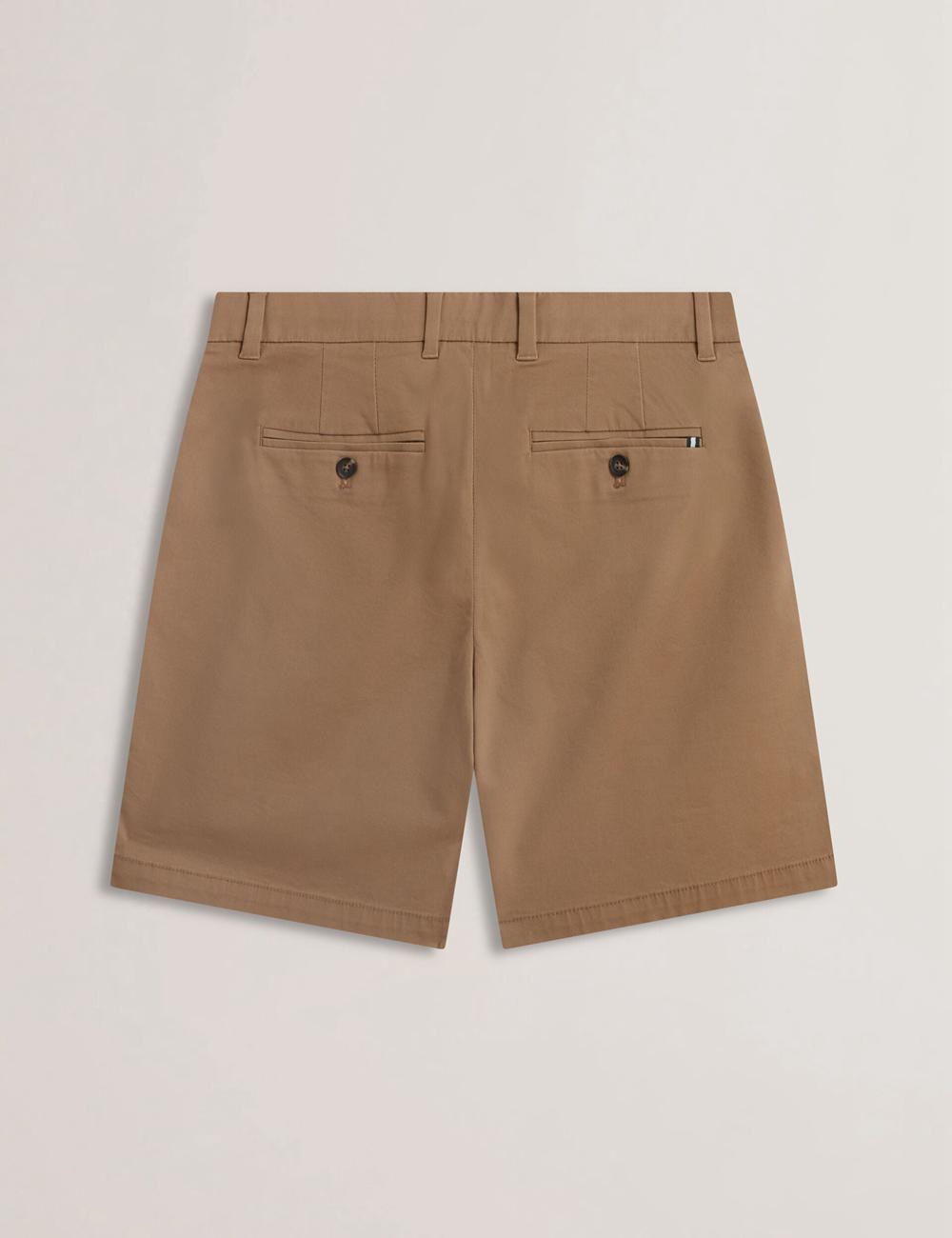 Men Ted Baker BARNHAM - Regular Fit Cotton Blend Chino Shorts Tan | KZLH26805