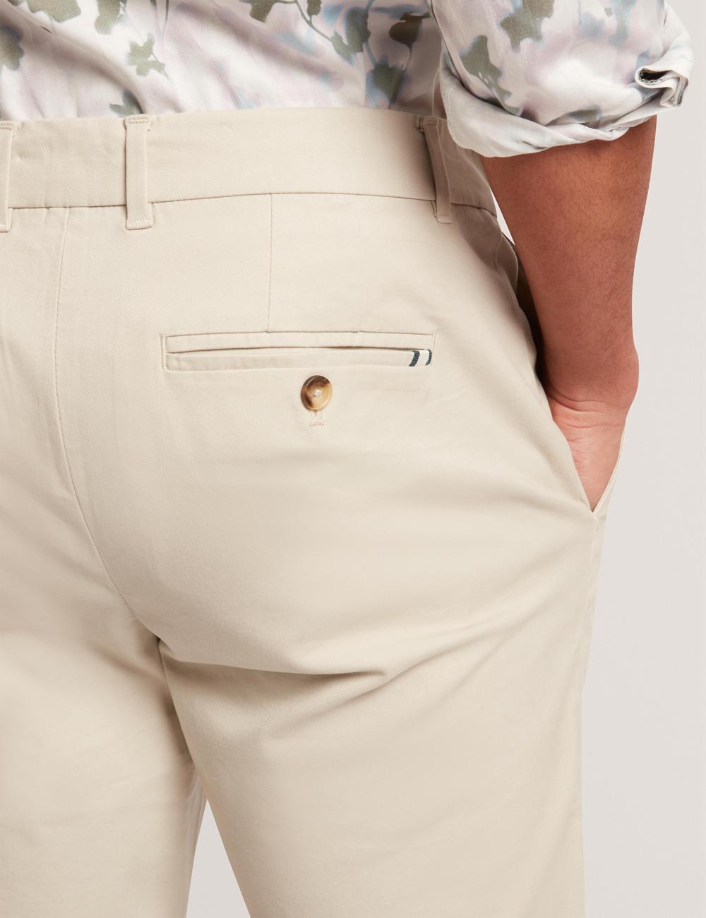 Men Ted Baker BATFORD - Slim Fit Cotton Blend Chinos Trousers Tan | IZSF51870