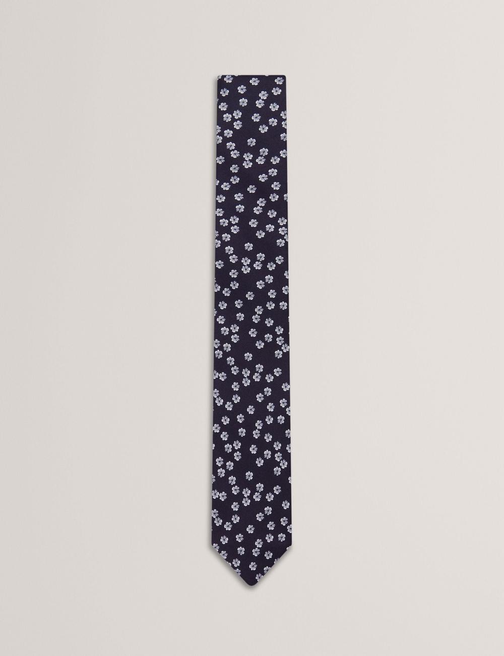 Men Ted Baker BENTLYY - Ditsy Floral Print Silk Ties Navy | MDZQ40873