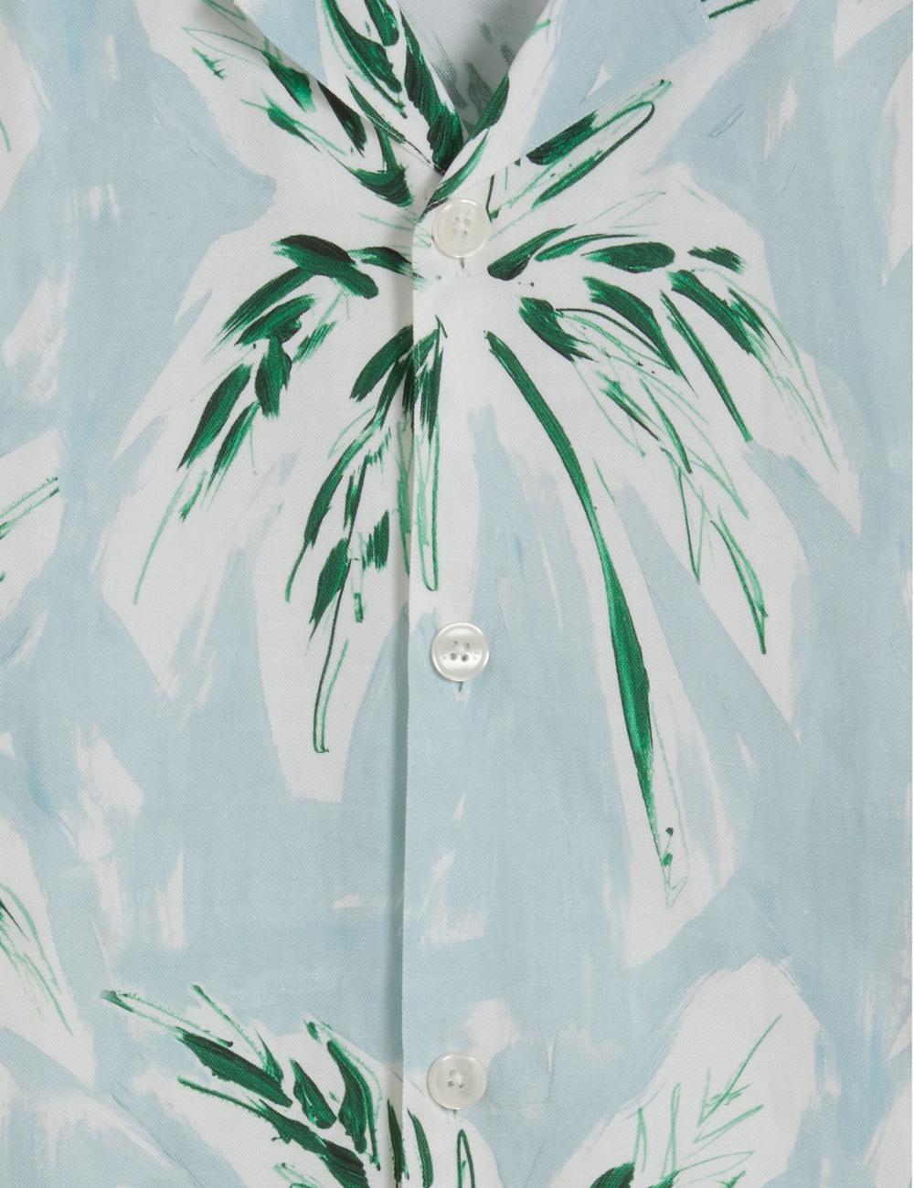 Men Ted Baker BOCHE - Short Sleeve Regular Tropical Palm Tree Casual Shirts Green | KHJY73685