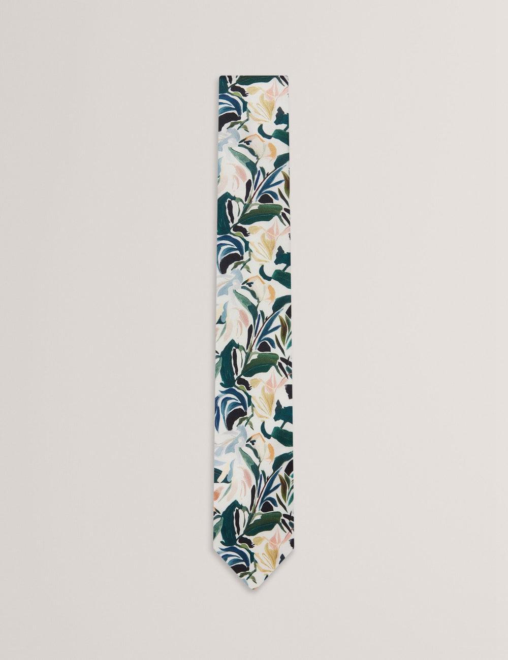 Men Ted Baker BOYTONN - Painted Floral Print Silk Ties Ecru | FISP16495