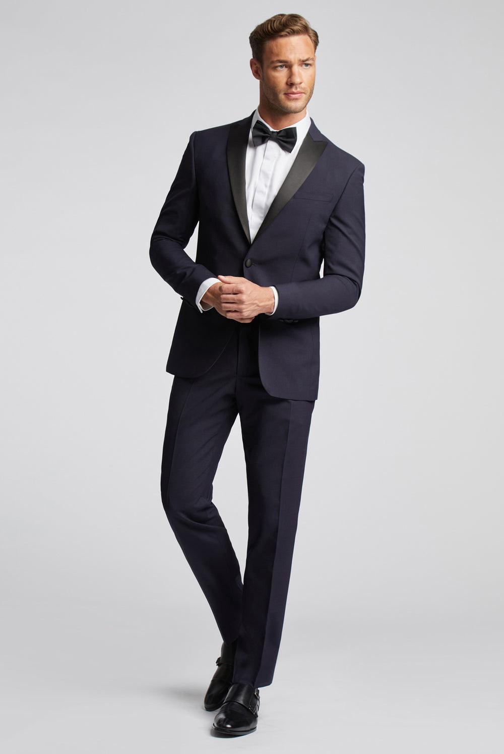 Men Ted Baker BREENTS - Slim Fit Navy Tuxedo Trousers Navy | FALK02598