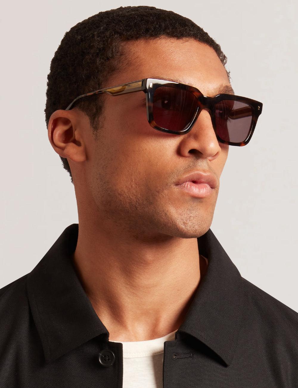 Men Ted Baker CAIN - Chunky Square Two Tone Sunglasses Brown | MGLC71256