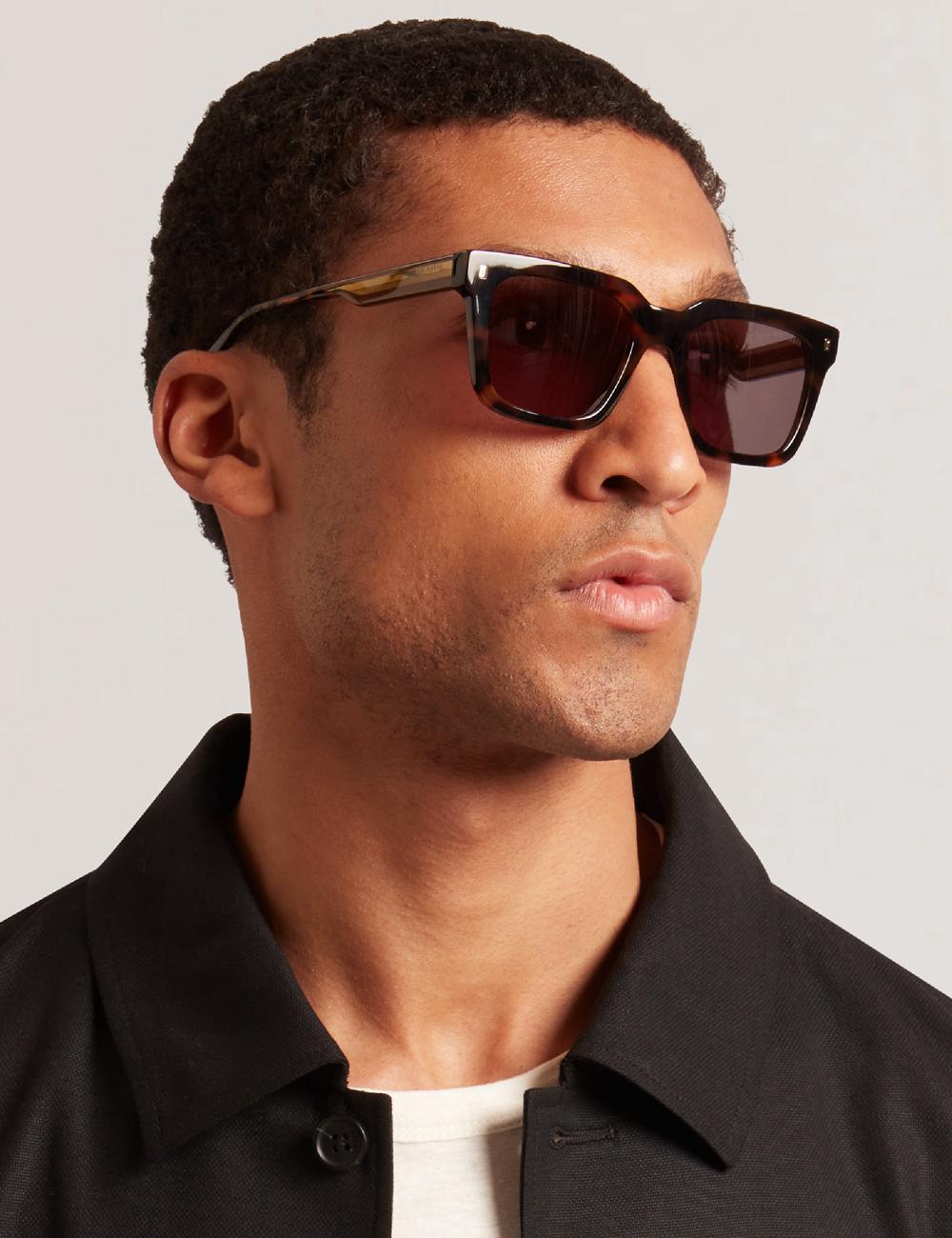 Men Ted Baker CAIN - Chunky Square Two Tone Sunglasses Brown | MGLC71256