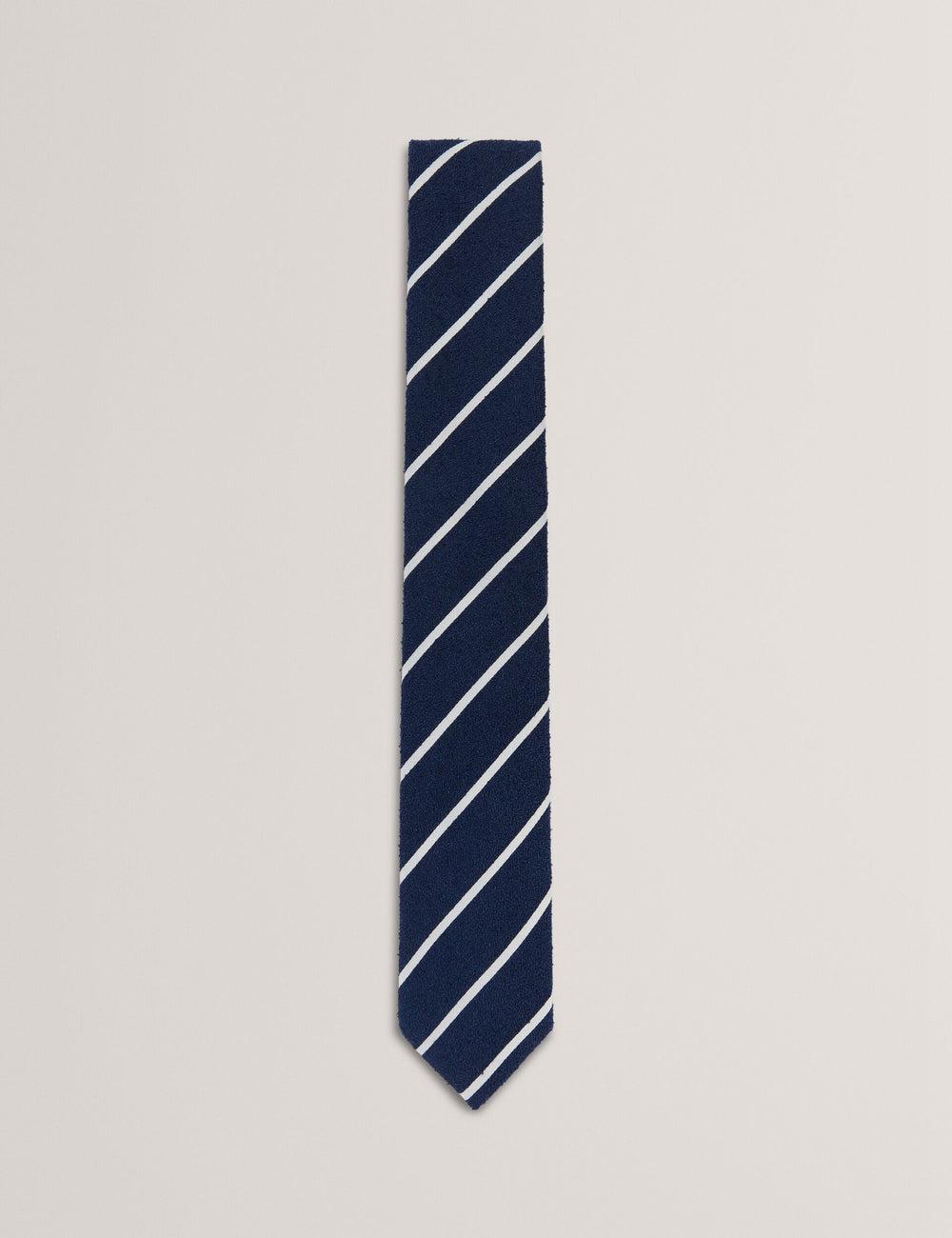 Men Ted Baker CAMPSEA - Boucle Texture Solid Stripe Ties Navy | KBNI64837