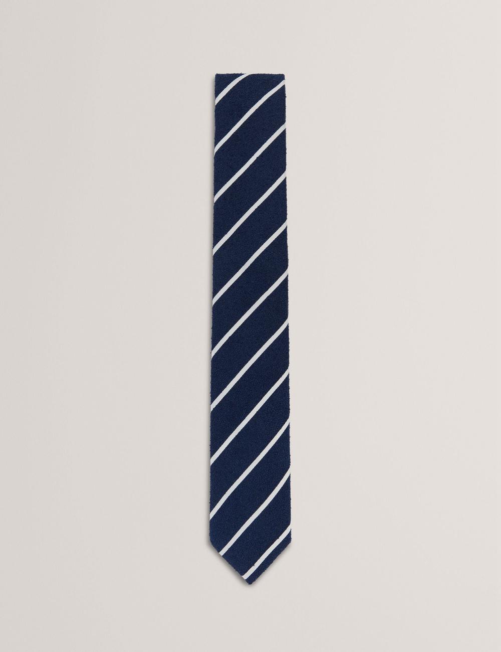 Men Ted Baker CAMPSEA - Boucle Texture Solid Stripe Ties Navy | KBNI64837