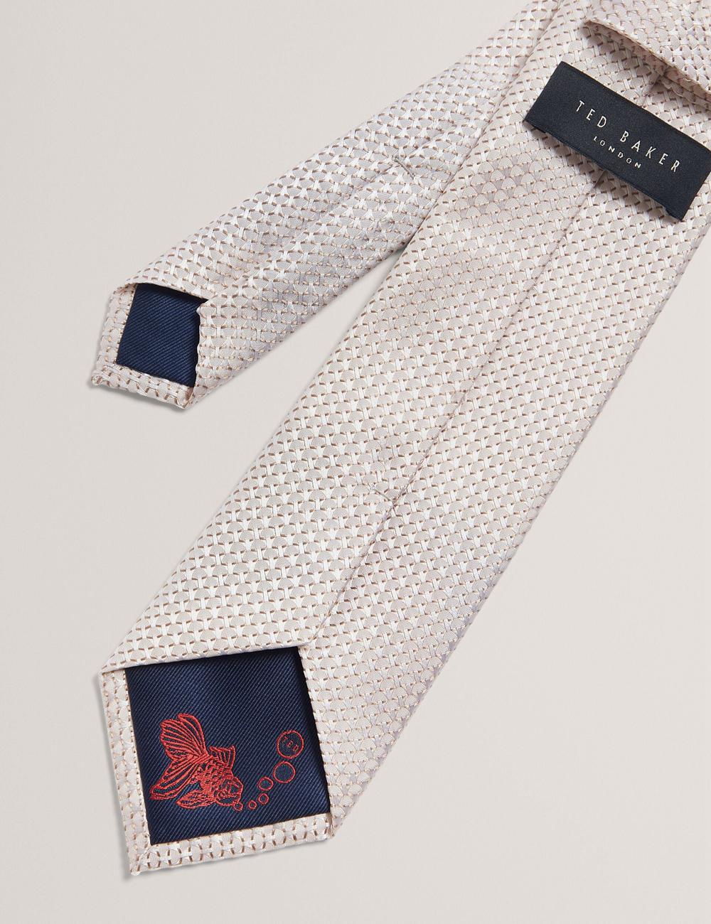 Men Ted Baker CANEDON - Textured Tonal Weave Silk Ties Stone | FKIP10957