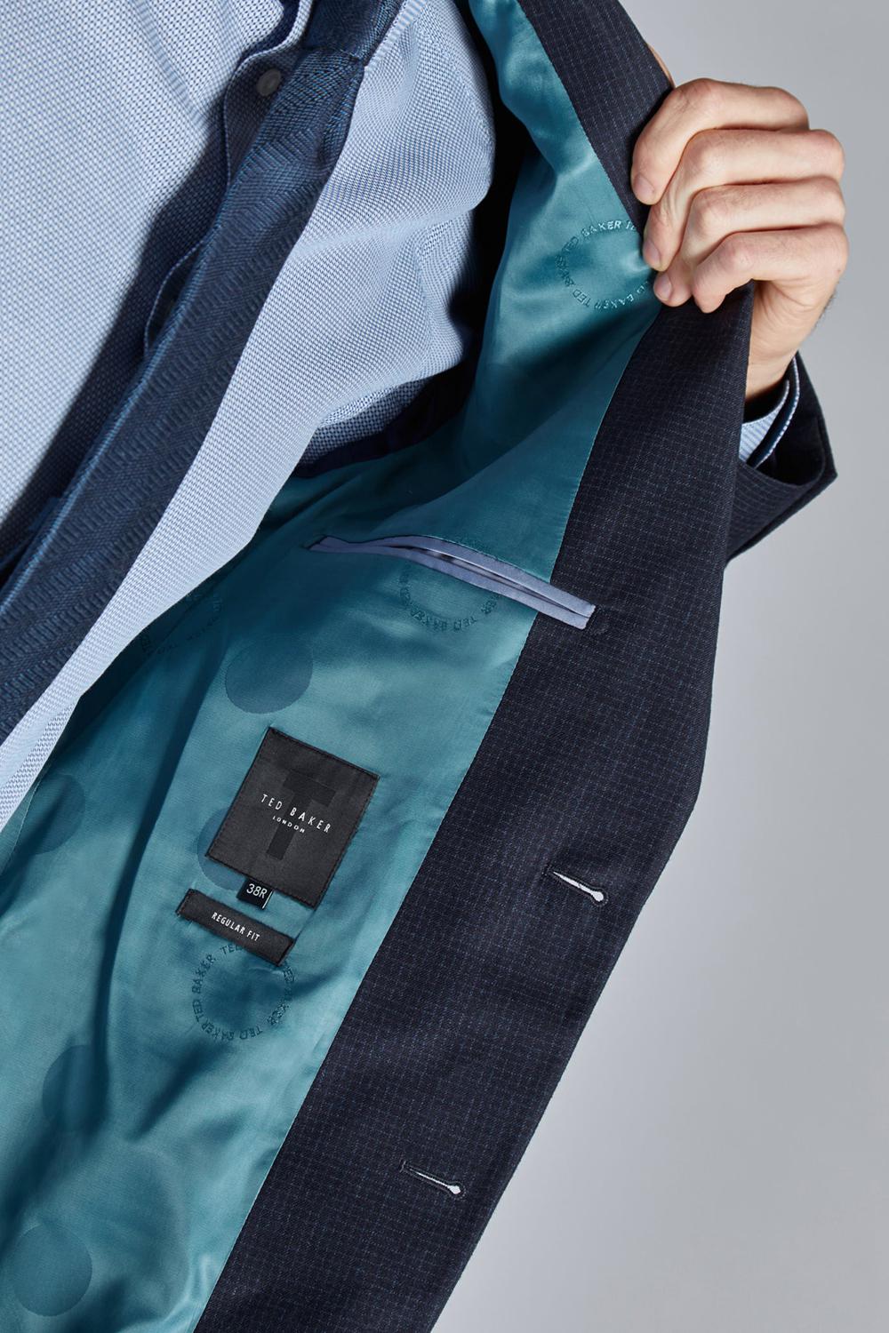 Men Ted Baker CANISJS - Grid Check Regular Fit Suit Jackets Navy | JQUX50267