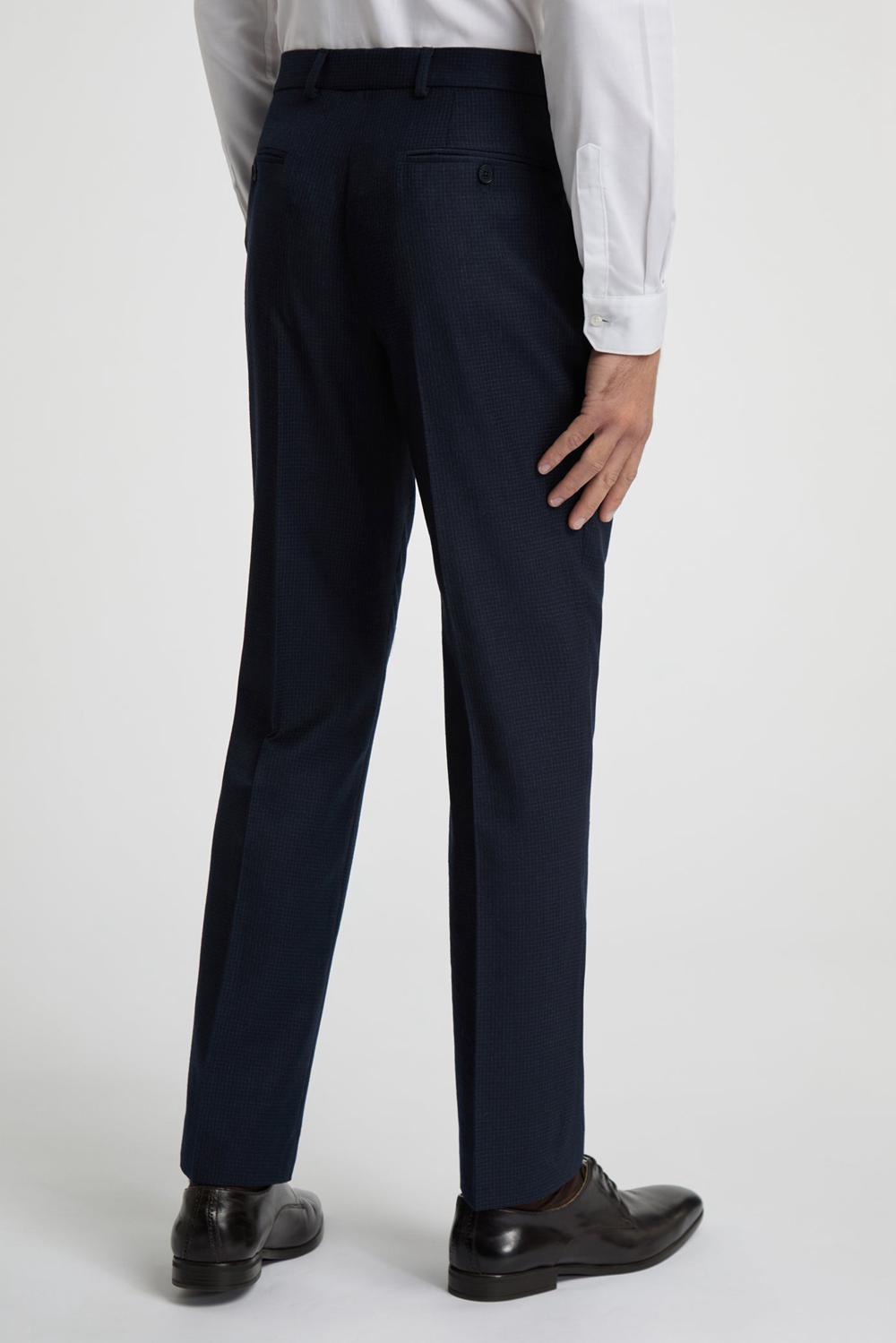 Men Ted Baker CANISTS - Grid Check Regular Fit Suit Trousers Navy | FPVE31925
