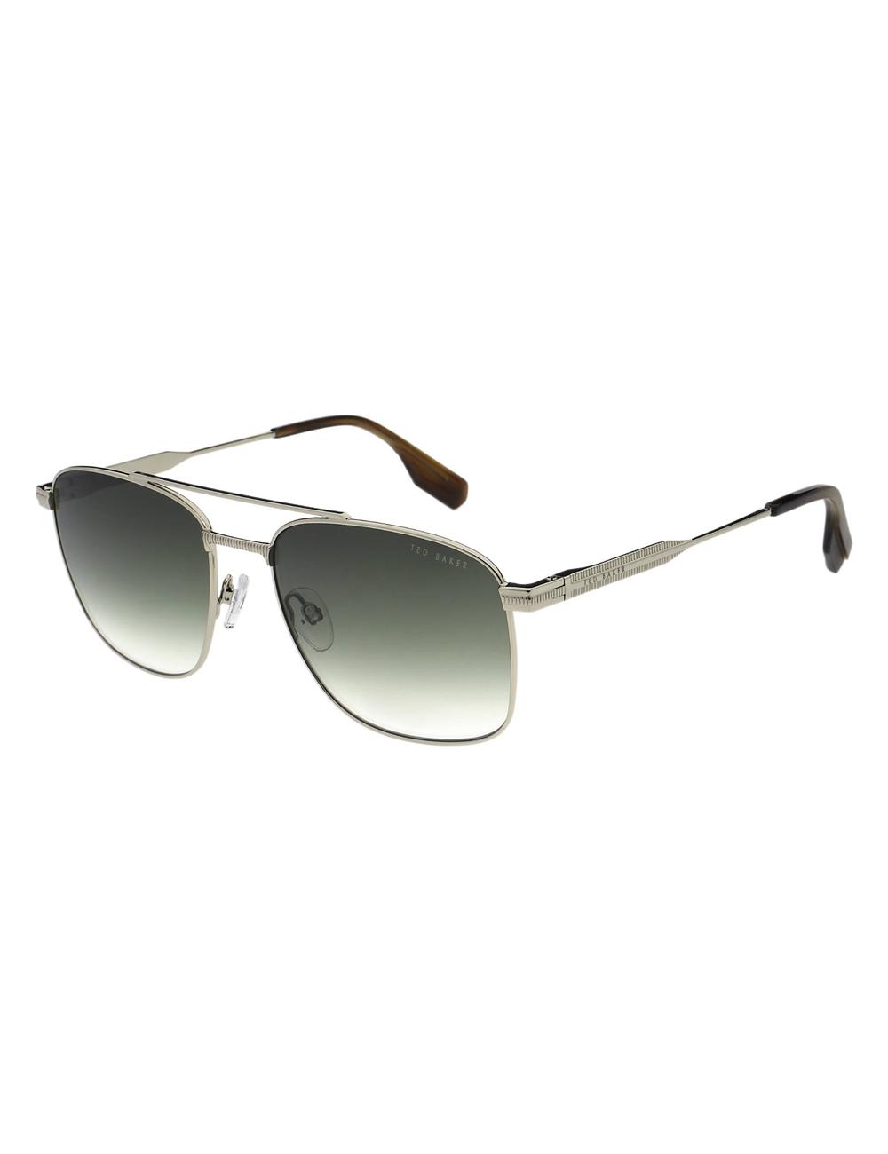 Men Ted Baker CHASE - Metal Frame Navigator Sunglasses Silver | IWDV57416