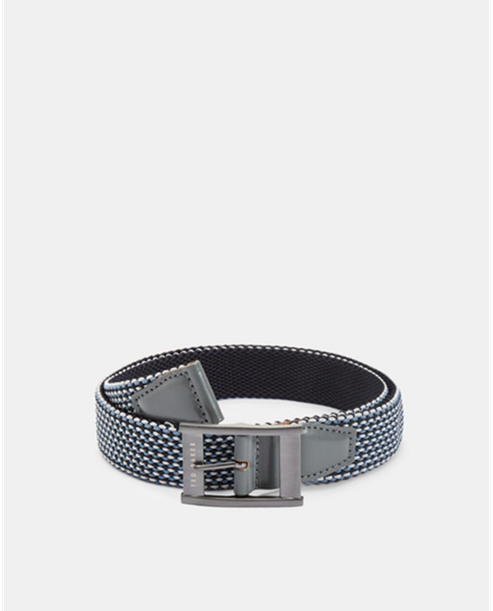 Men Ted Baker COLUMM - Reversible Woven Stretch Elasticated Belts Navy | HPFM32094