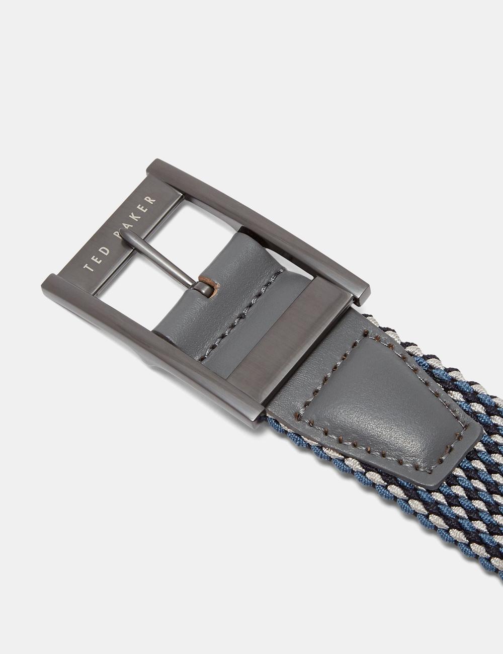 Men Ted Baker COLUMM - Reversible Woven Stretch Elasticated Belts Navy | HPFM32094
