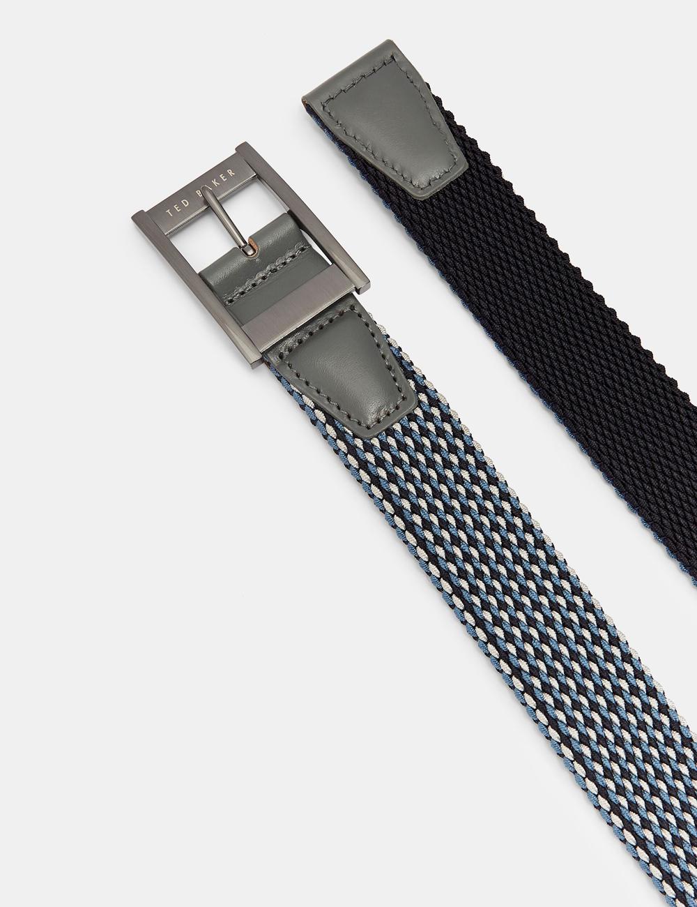 Men Ted Baker COLUMM - Reversible Woven Stretch Elasticated Belts Navy | HPFM32094