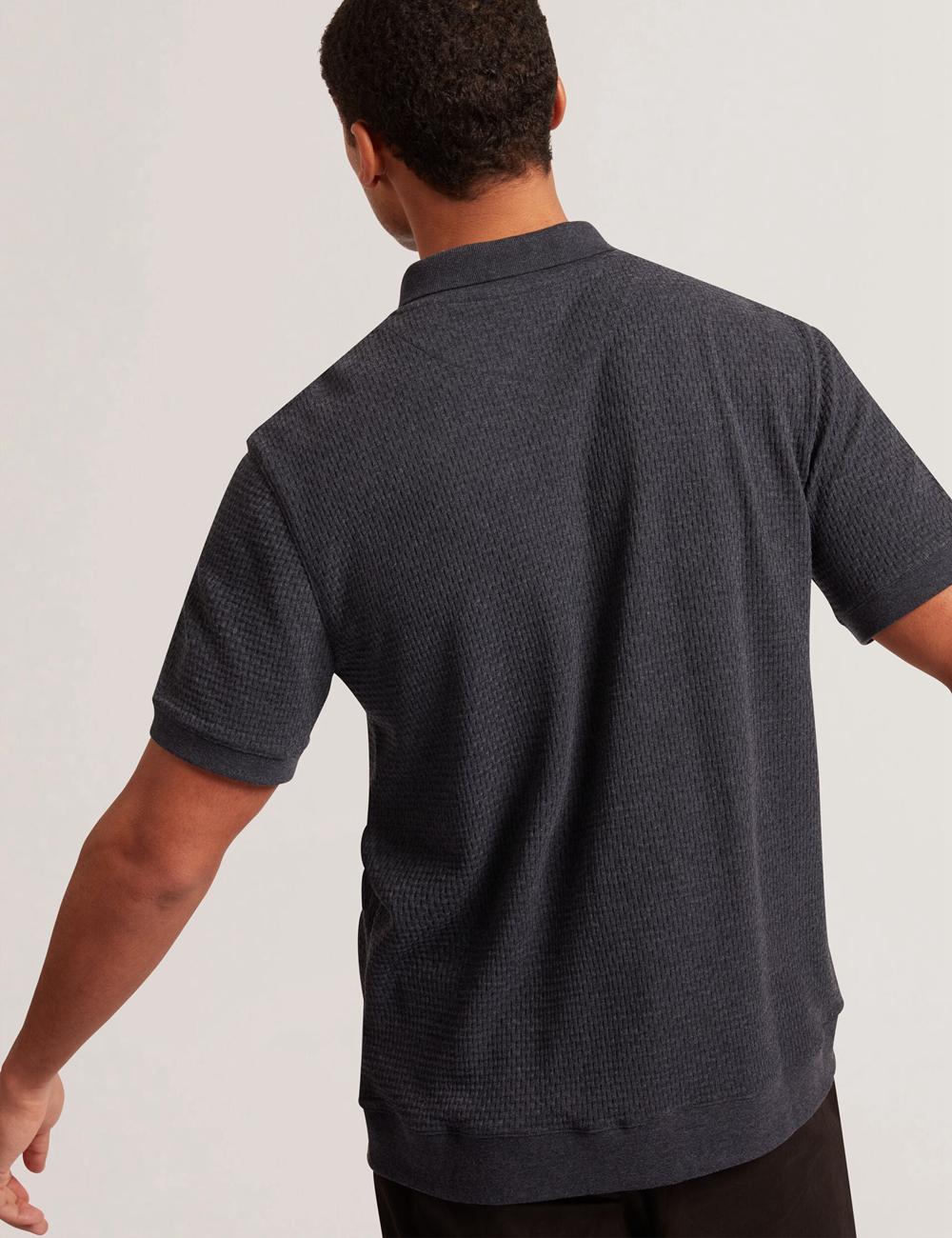 Men Ted Baker CONNYR - Short Sleeve Button Through Polos Shirts Navy | PCNR97621