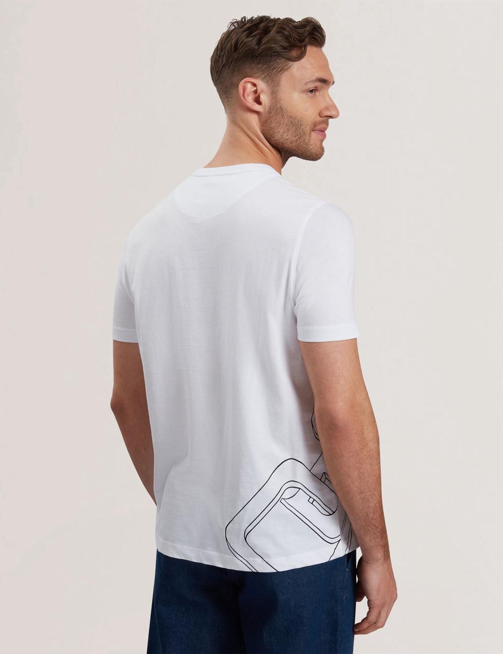 Men Ted Baker CRAIGEY - Logo Graphic Crew Neck Cotton T-Shirts White | NOPZ68015
