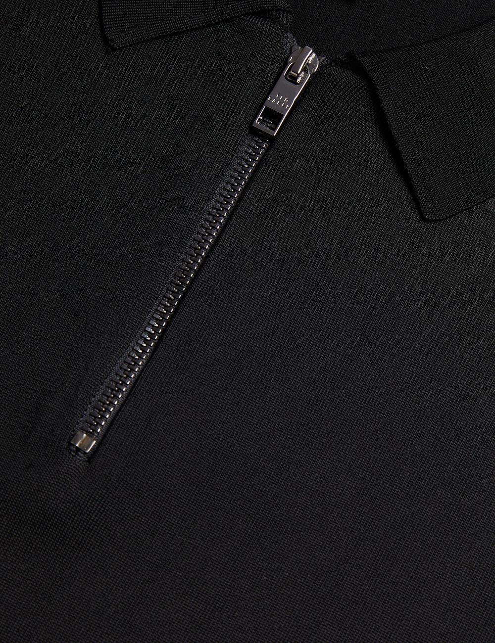 Men Ted Baker DALDIN - Zip Collar Stretch Knit Jumpers Black | MQVP83521