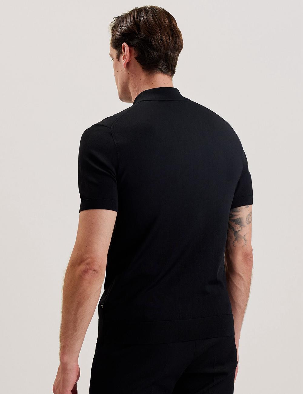 Men Ted Baker DALDIN - Zip Collar Stretch Knit Jumpers Black | MQVP83521