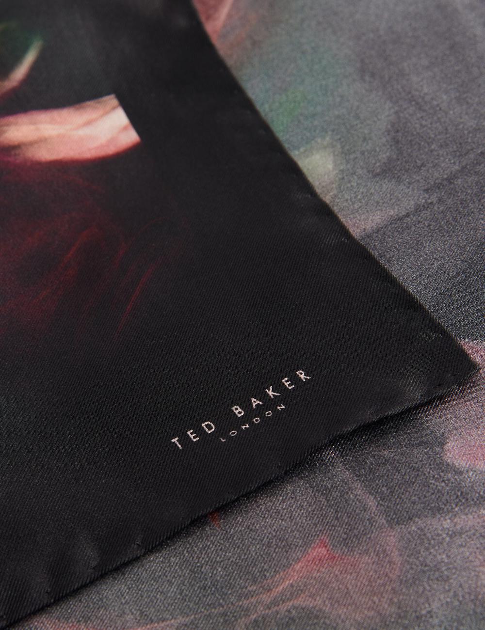 Men Ted Baker DALLASE - Smokey Floral Print Silk Pocket Pocket Squares Black | QCBJ17934