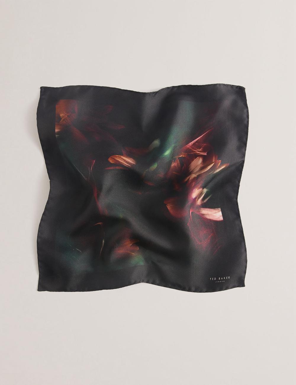 Men Ted Baker DALLASE - Smokey Floral Print Silk Pocket Pocket Squares Black | QCBJ17934