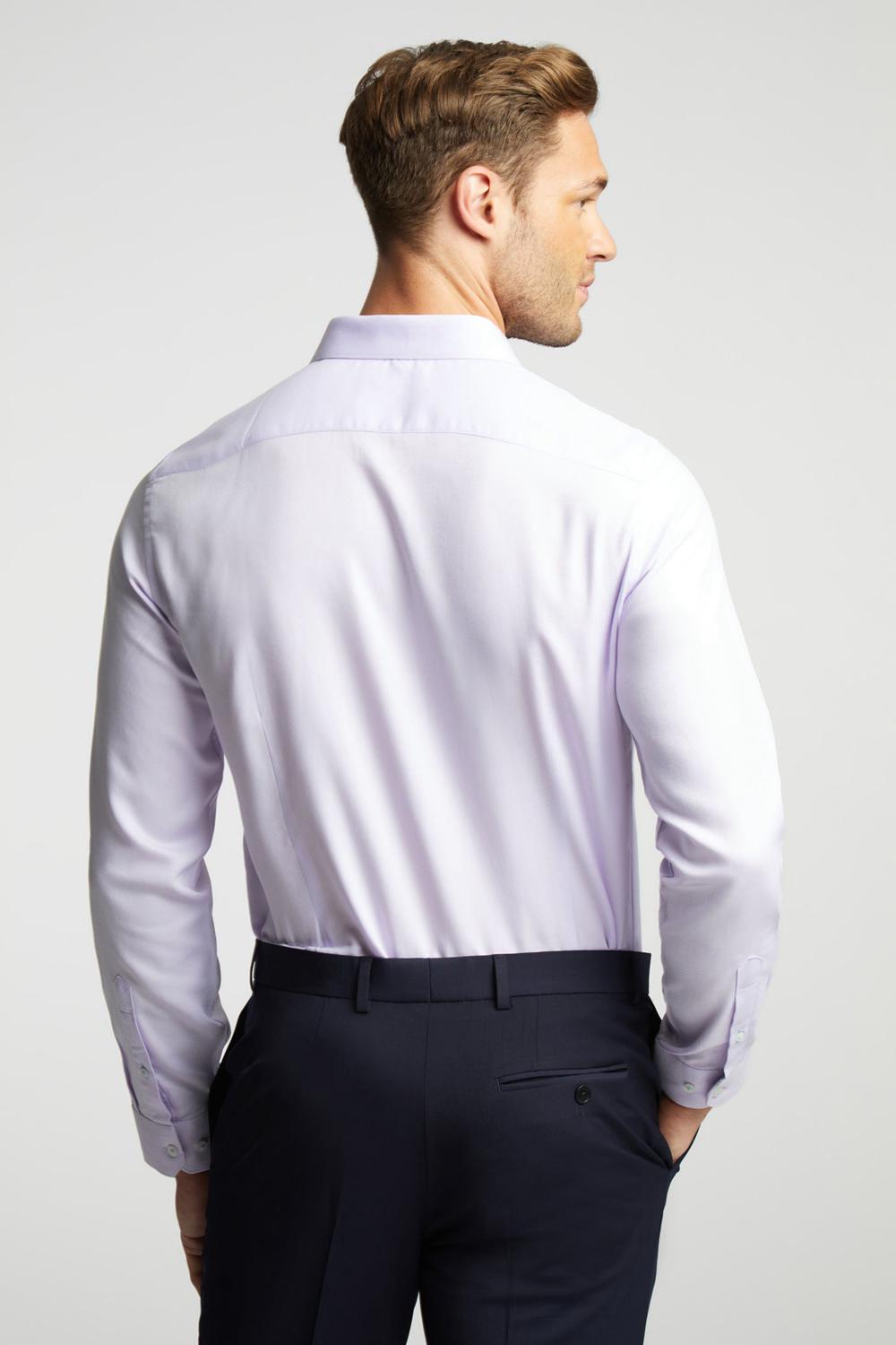 Men Ted Baker DALTON - Dobby Textured Cotton Slim Fit Formal Shirts Lilac | WUVX96452