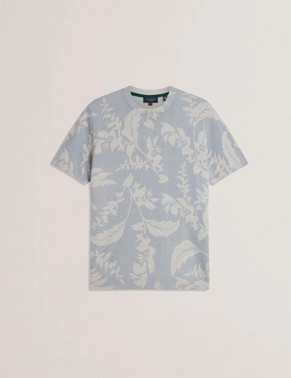 Men Ted Baker DENNIO - Short Sleeve Printed Floral T-Shirts Lt-Blue | FONR61203
