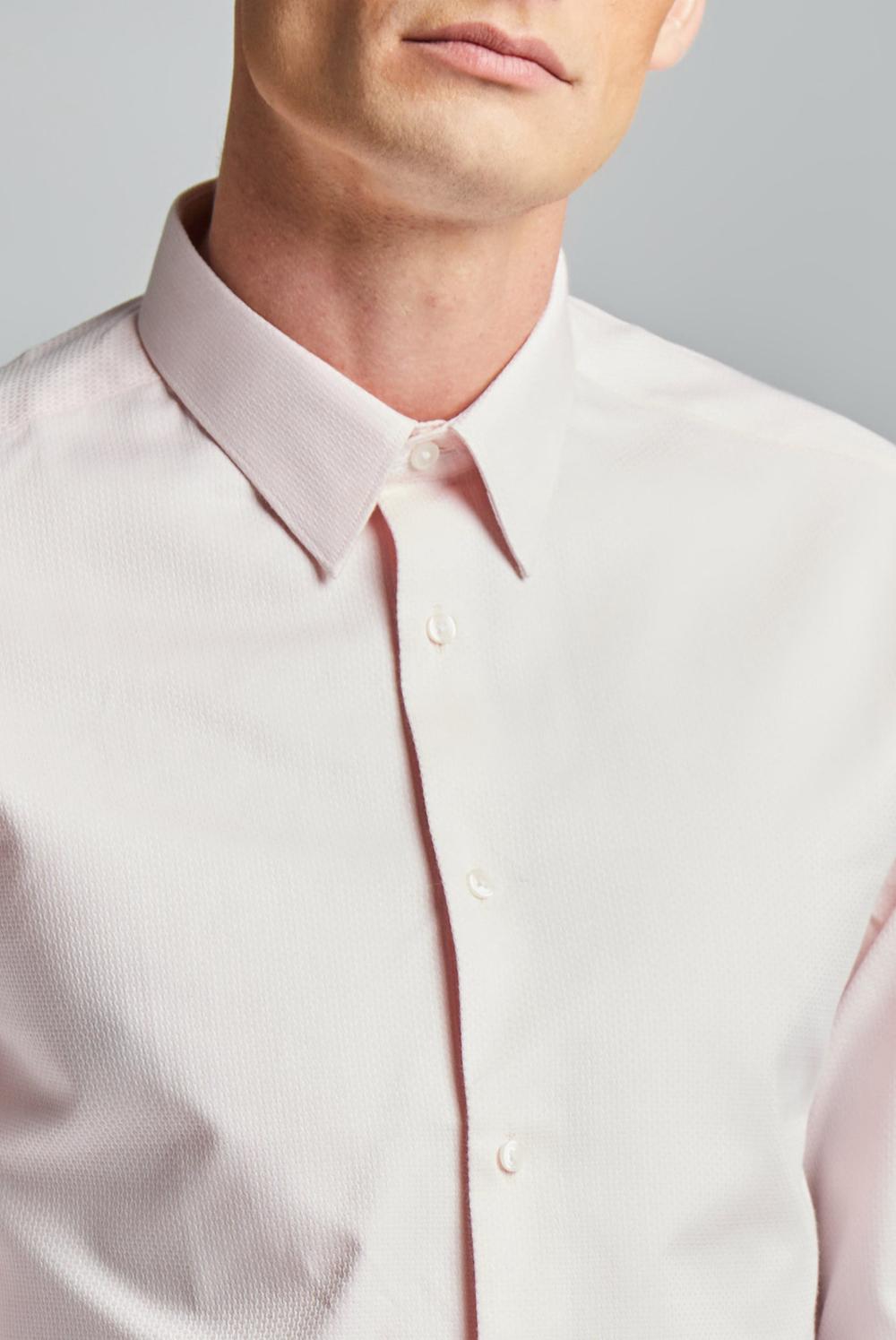 Men Ted Baker DORAIN - Textured Cotton Long Sleeve Formal Shirts Pink | AGLB19365
