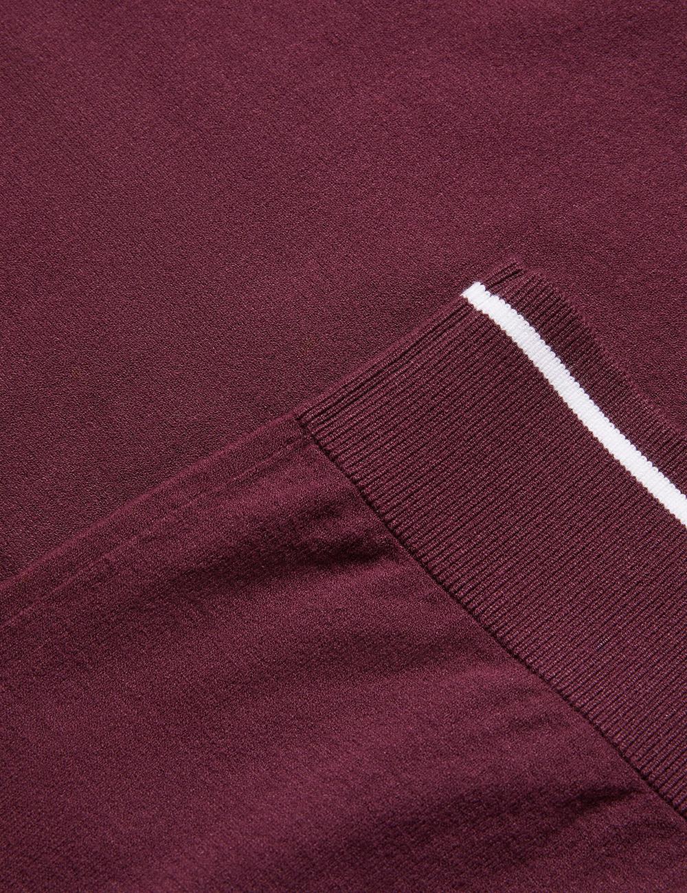 Men Ted Baker DUNOW - Pointelle Detail Striped Trim Polos Shirts Maroon | FOBH03125