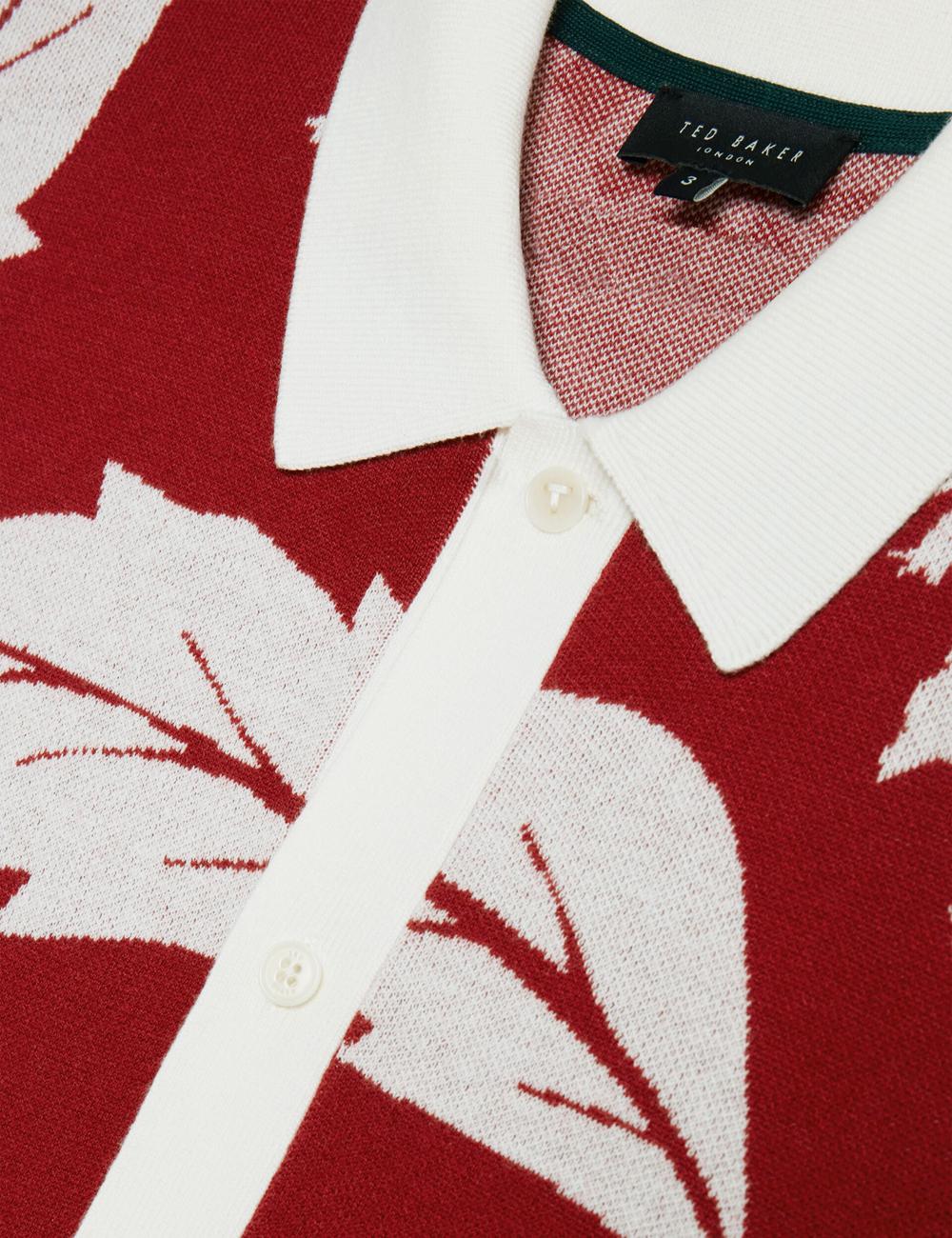 Men Ted Baker EDSON - Short Sleeve Button Through Floral Polos Shirts Red | ZIFX42107