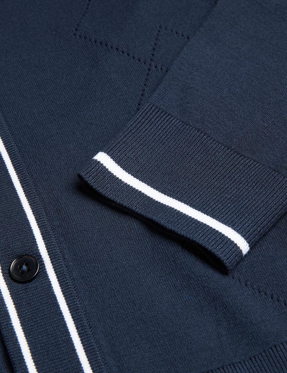 Men Ted Baker ELMDON LS Diamond Button Through Casual Shirts Navy | EYPB15064