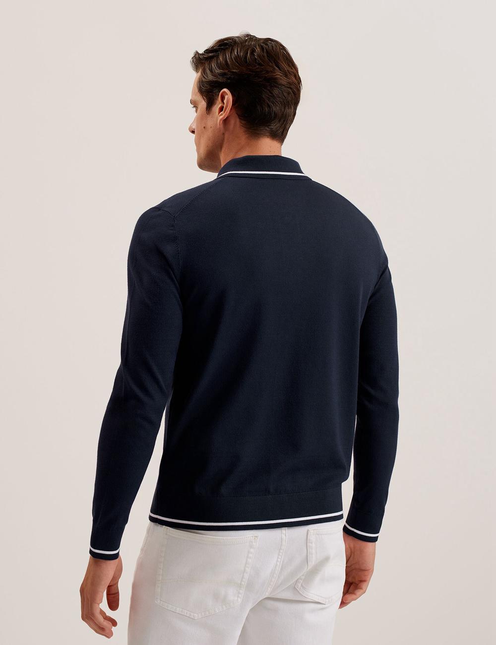 Men Ted Baker ELMDON LS Diamond Button Through Casual Shirts Navy | EYPB15064