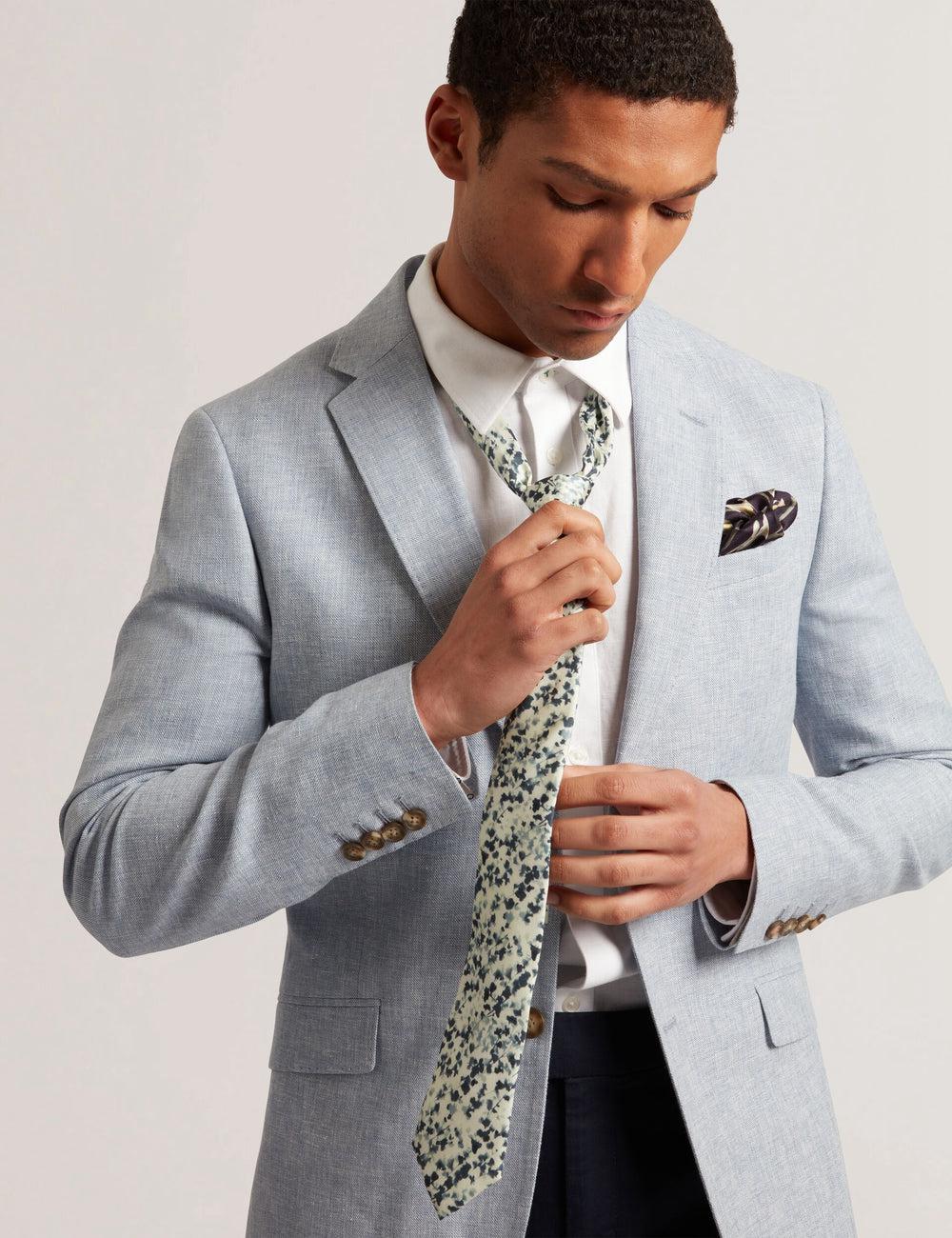 Men Ted Baker ELMSTED - Blurred Floral Print Silk Ties Navy | BWVM27056