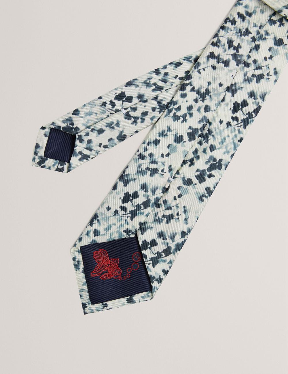 Men Ted Baker ELMSTED - Blurred Floral Print Silk Ties Navy | BWVM27056