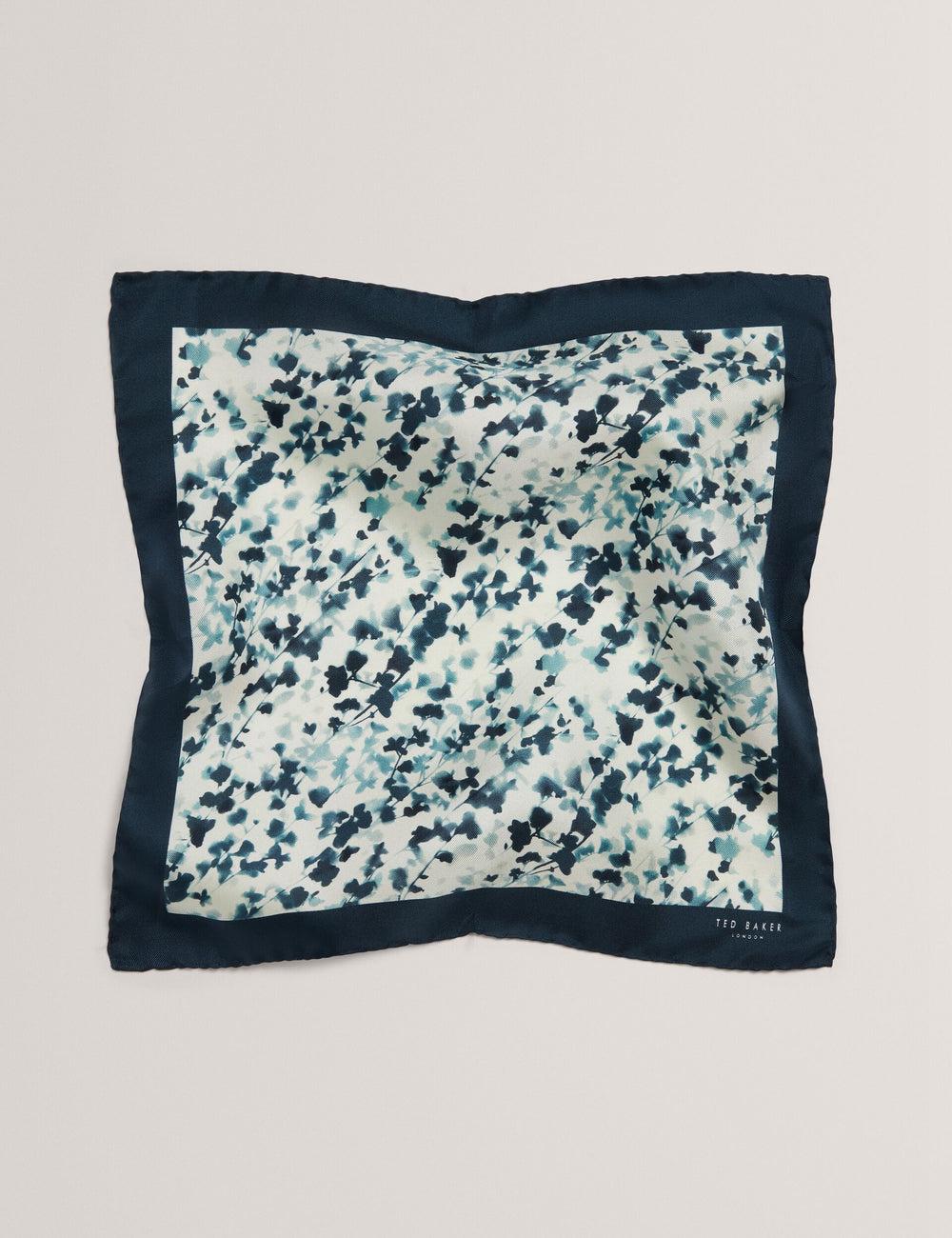 Men Ted Baker ELMSTEP - Blurred Floral Print Silk Pocket Pocket Squares Navy | NQHU73012