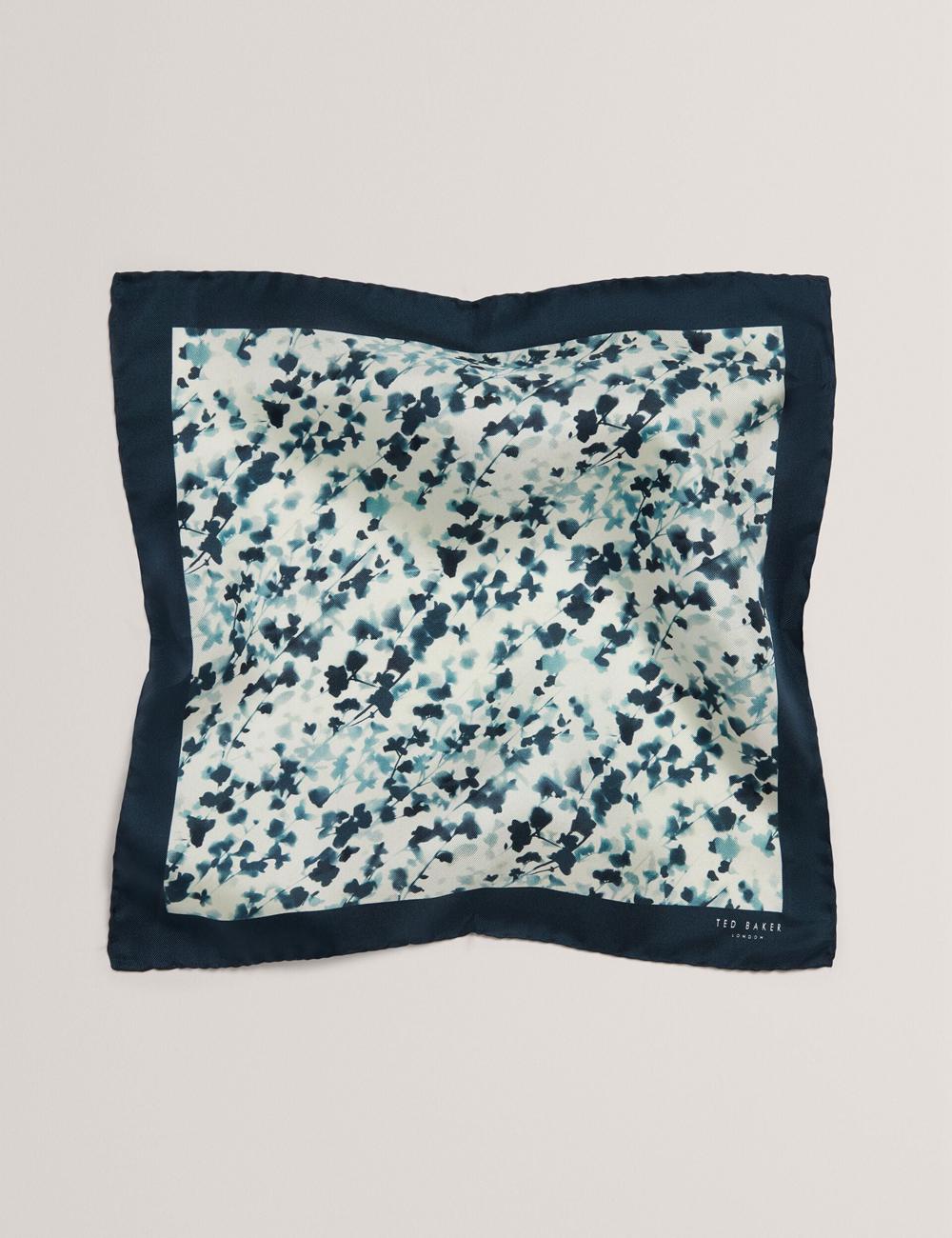 Men Ted Baker ELMSTEP - Blurred Floral Print Silk Pocket Pocket Squares Navy | NQHU73012