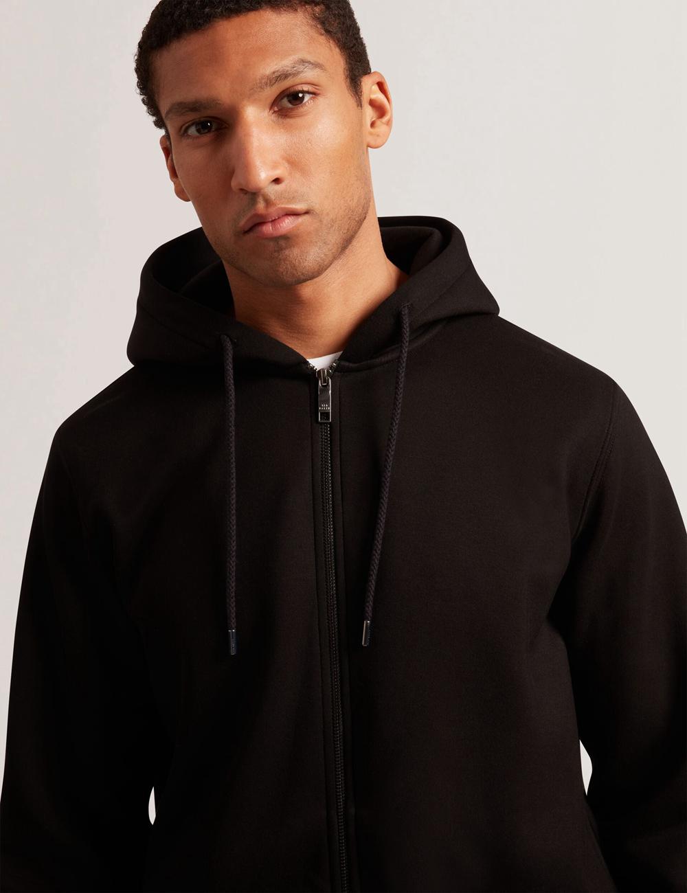 Men Ted Baker EPIO - Zip Through Neoprene Hoodies Black | UBVL29347